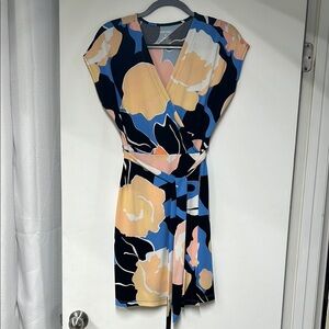 Nine West Orange Wrap Tie Front Mini Dress